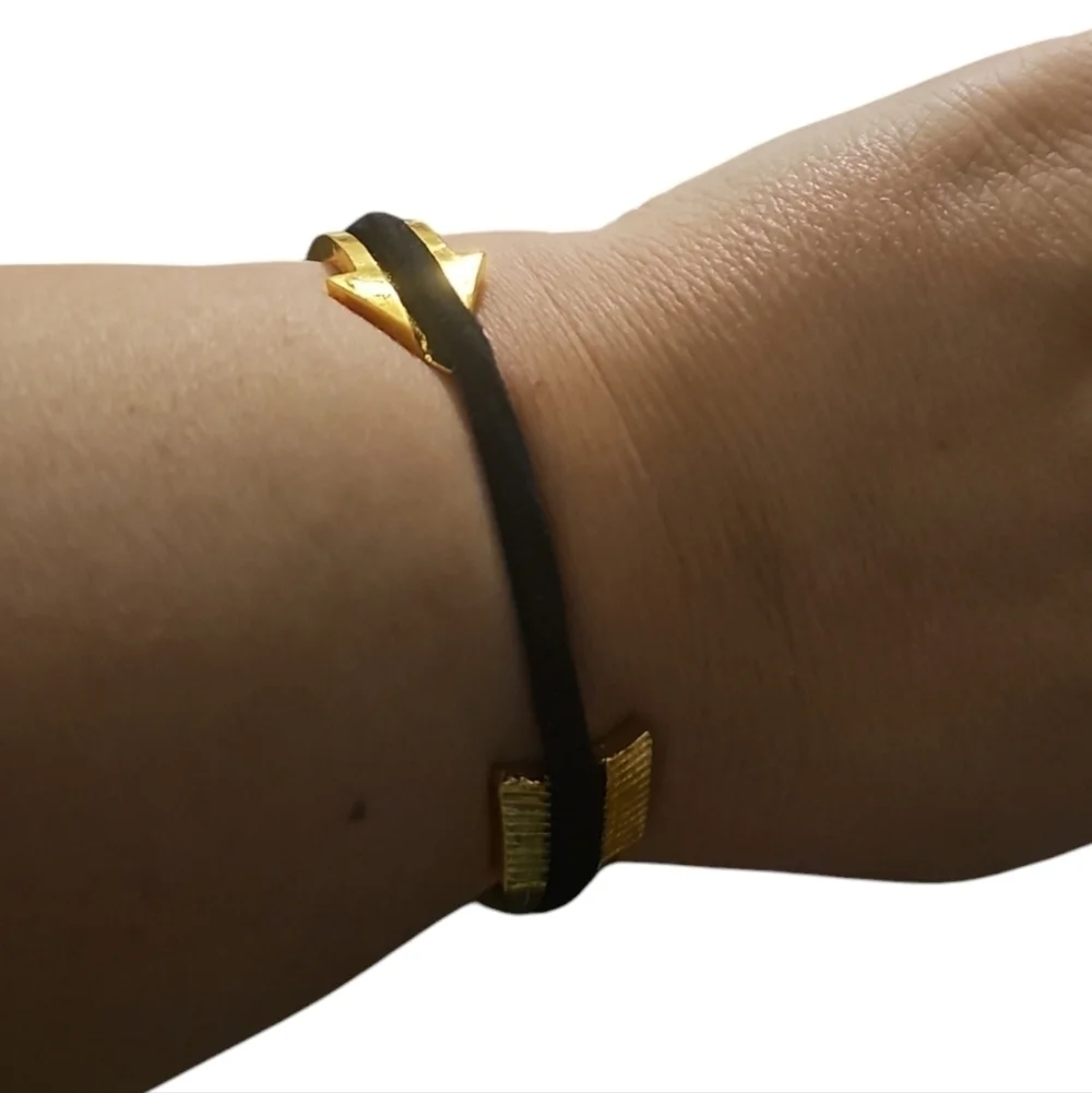 Hair Tie Holder Gold Arrow Cuff Bracelet